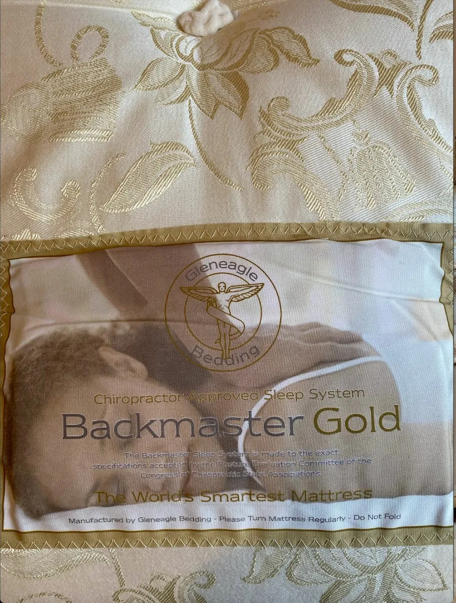 Gleneagle Mastergold bed and pale cream headboard - Image 2