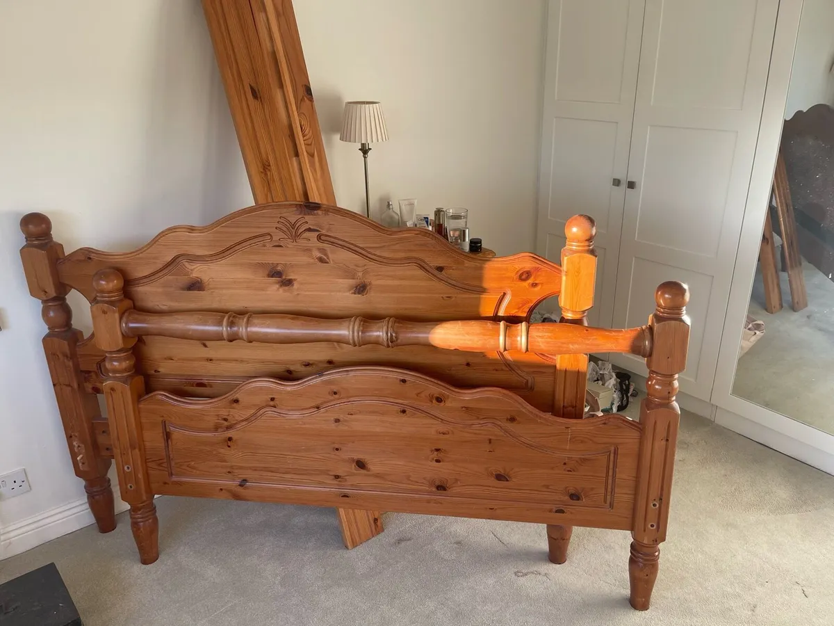 Pine bed for sale. Disassembled all parts included