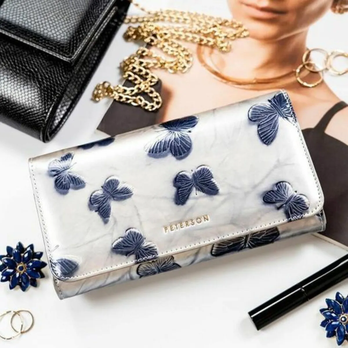 Peterson Genuine Leather Women Wallet/Purse SILVER - Image 1