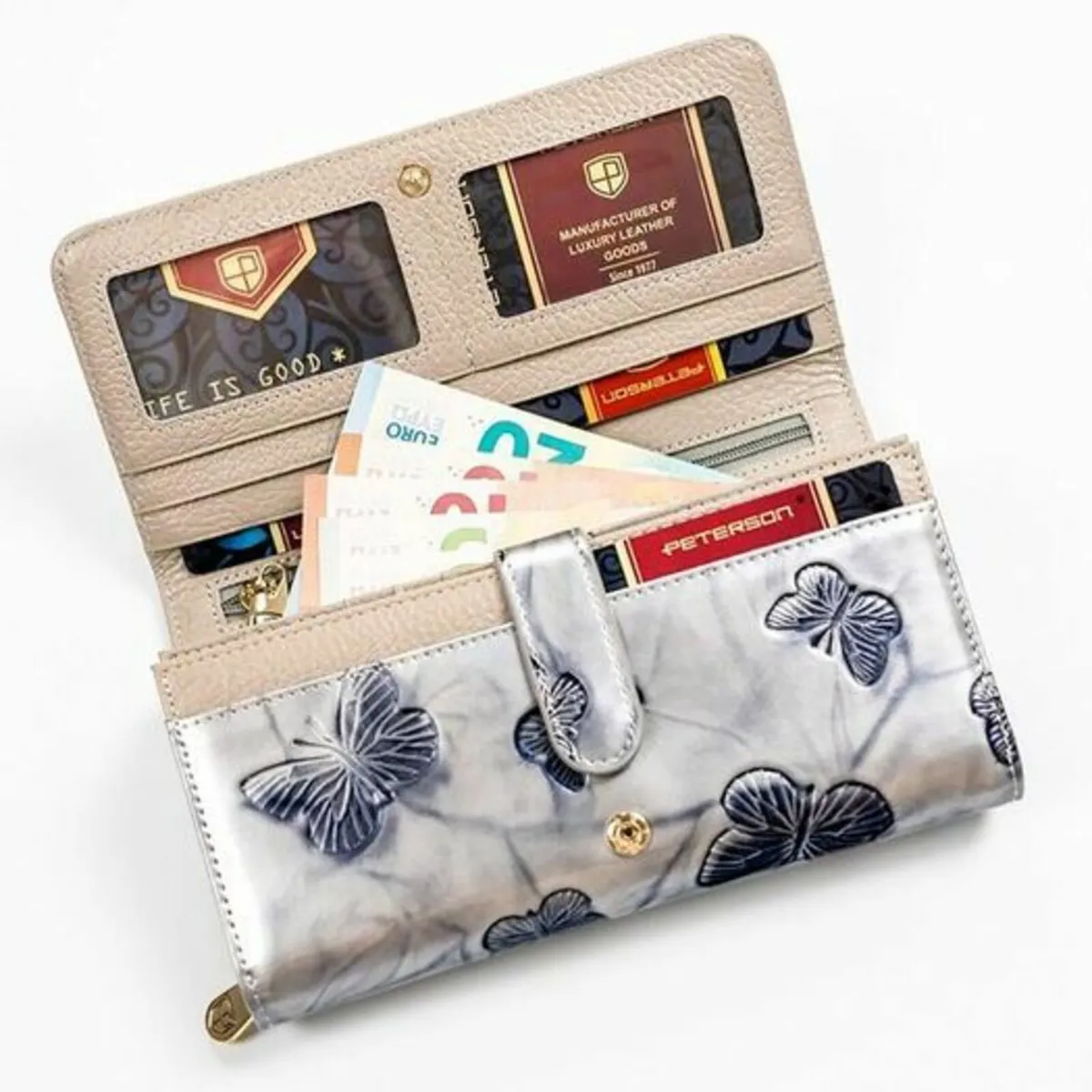 Peterson Genuine Leather Women Wallet/Purse SILVER - Image 4