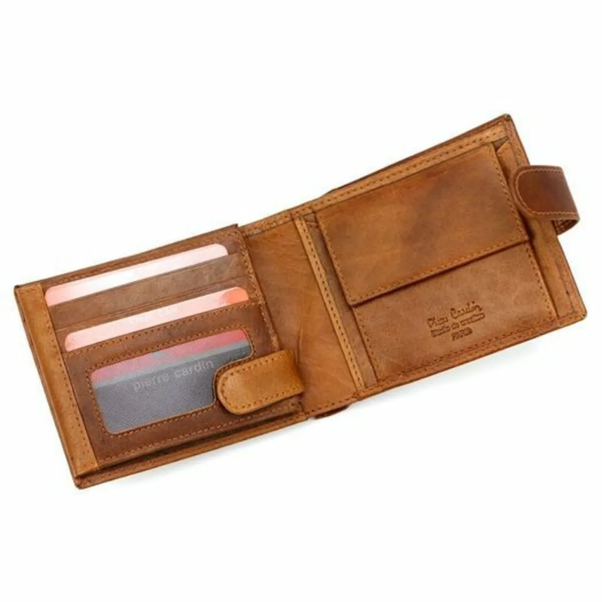 Pierre Cardin Unique Leather Wallet for Men Carmel - Image 4