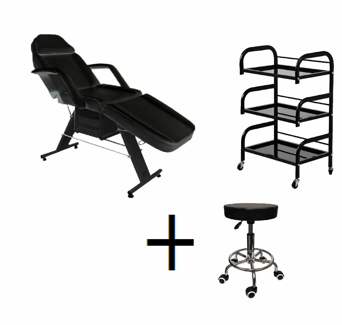 Beauty Bed With Drawers trolley shelf and stool - Image 1