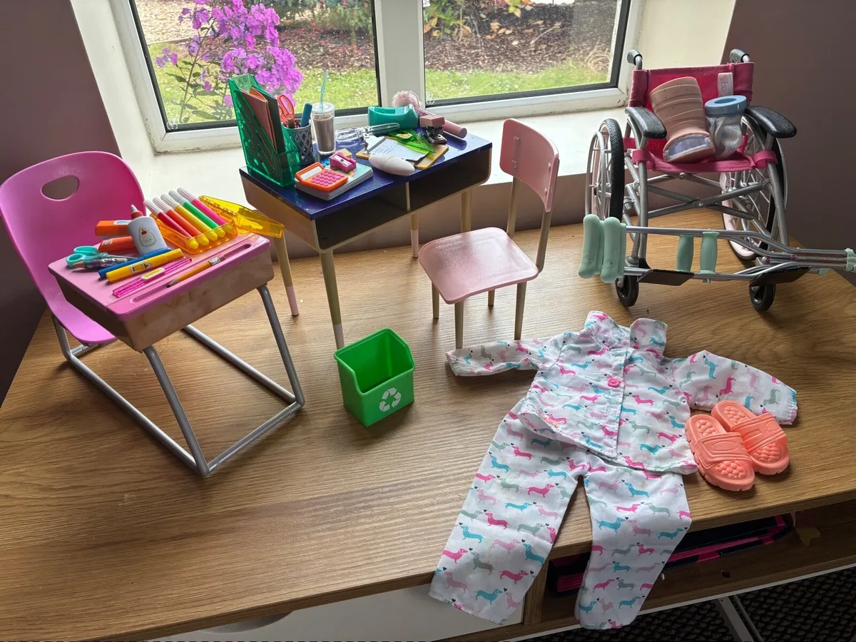 Our Generation School Desk and wheelchair - Image 1