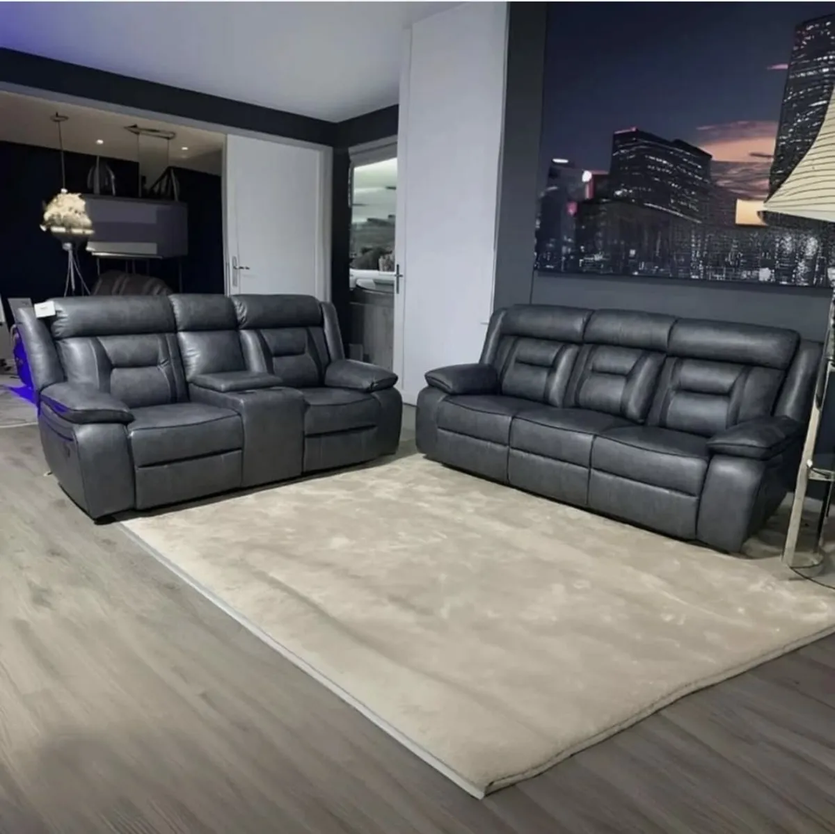 Nova Grey Electric Leather Recliner Sofa Set - Image 3