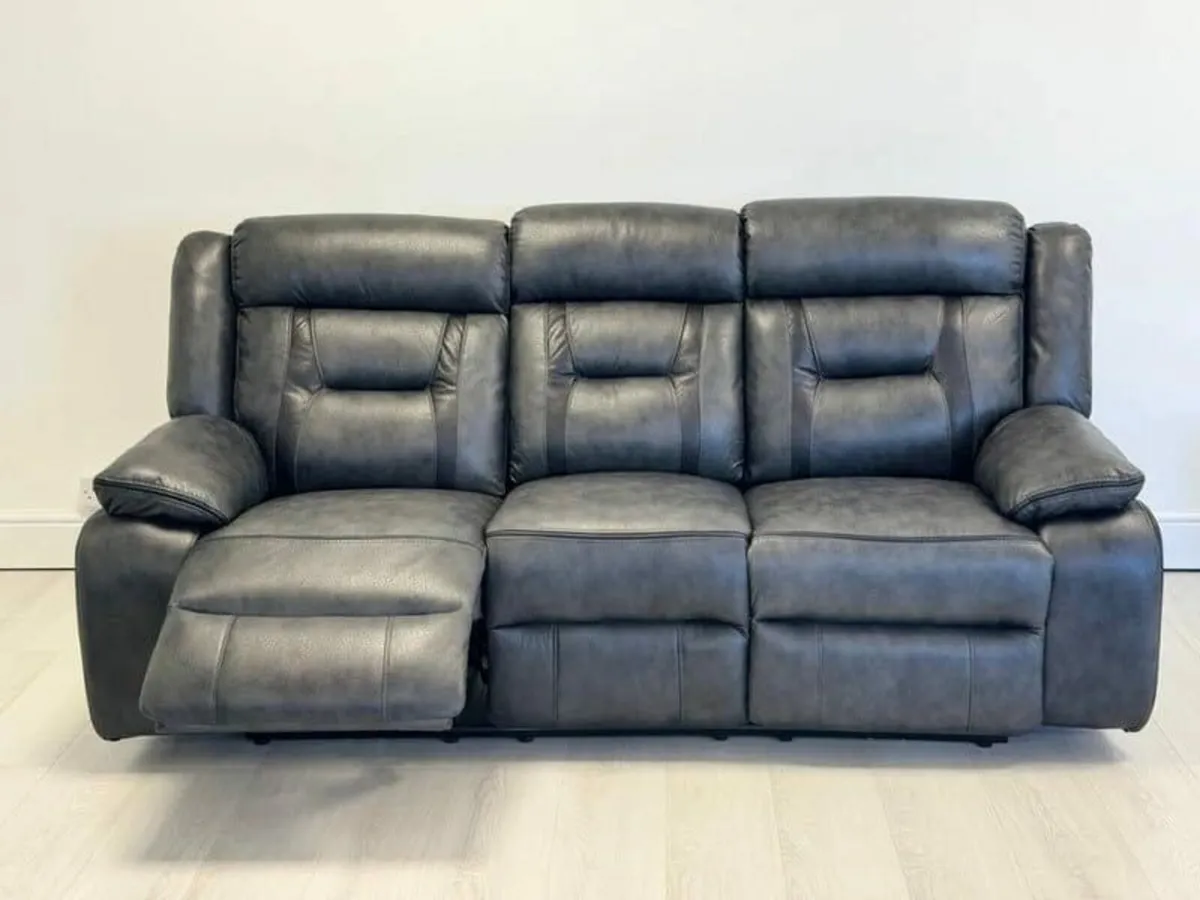 Nova Grey Electric Leather Recliner Sofa Set - Image 4