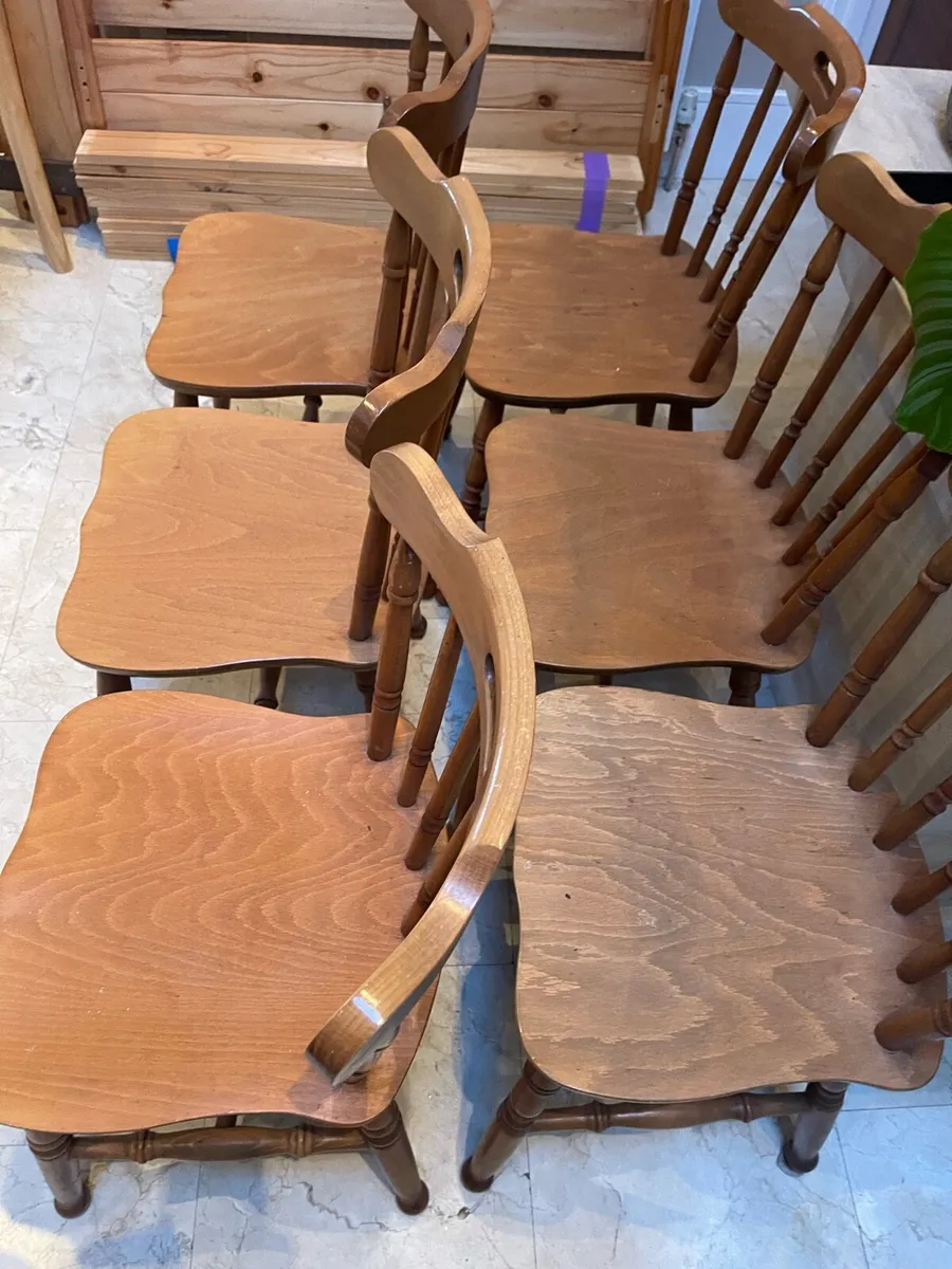 6 x Quality Solid Wooden Kitchen Dining Chairs - Image 2