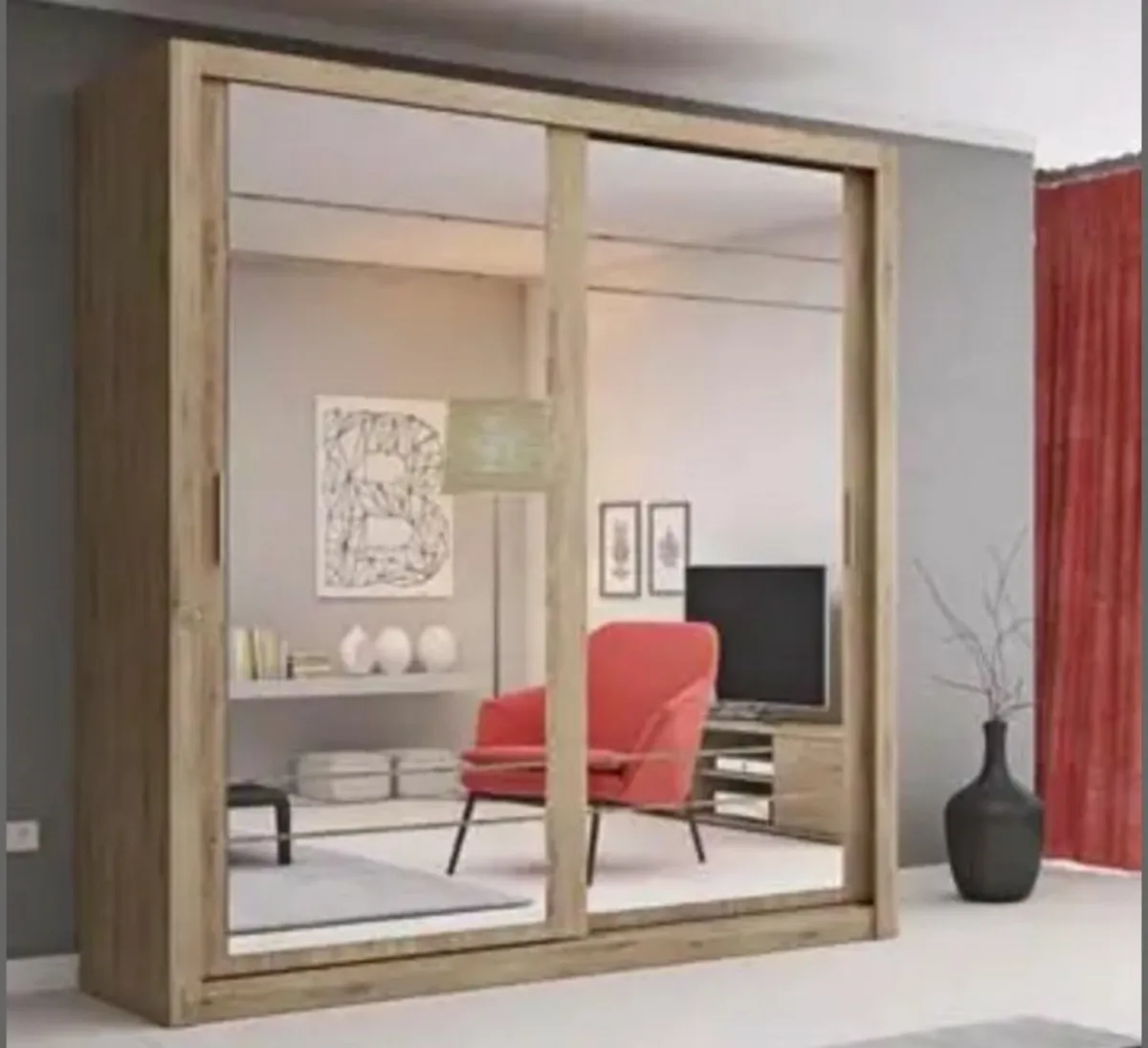 Boston Sliderobe 2.03m – Oak Shetland free deliver - Image 1