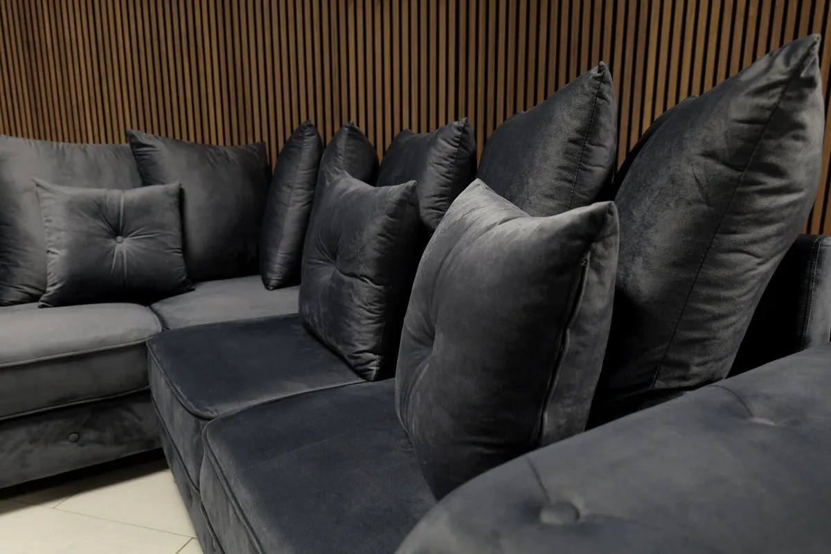 Olympia Grey Plush Fabric Scatter Cushions Sofa - Image 4