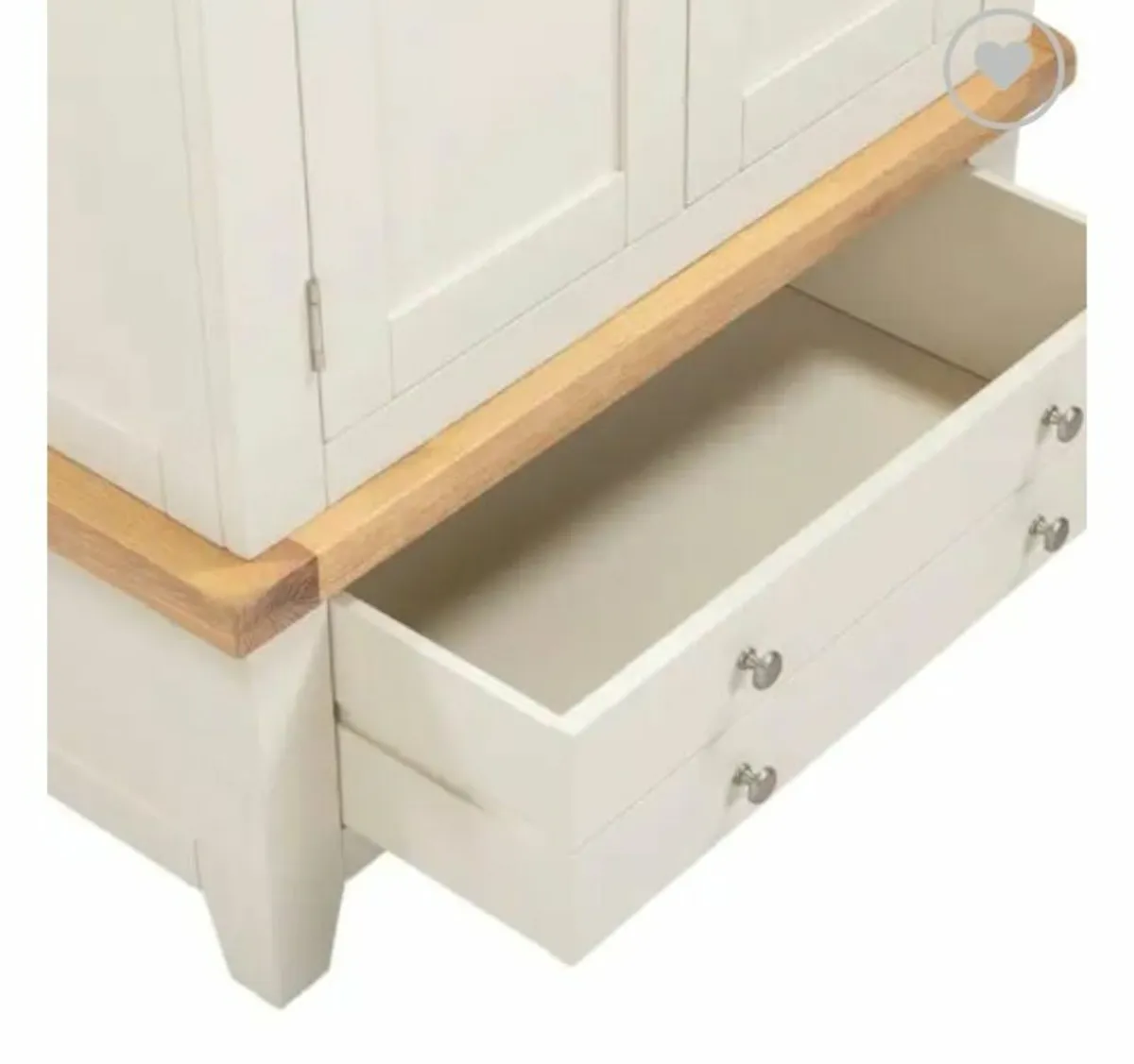 Windsor 2 Door 1 Drawer Wardrobe Ivory/Oak - Image 2