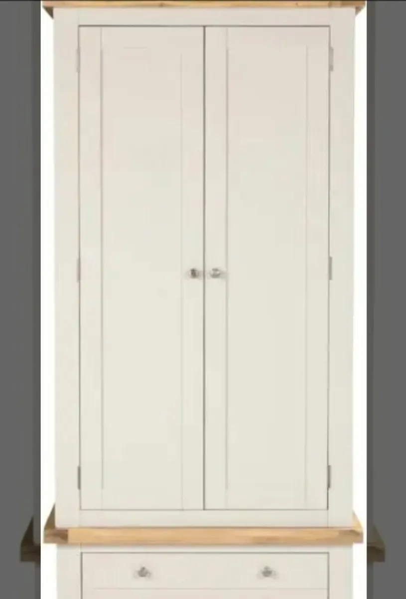 Windsor 2 Door 1 Drawer Wardrobe Ivory/Oak - Image 3