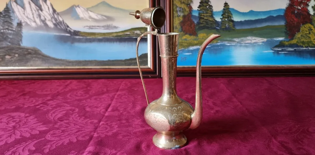 Large Solid Brass Art Deco Footed Ewer With Lid - Image 4