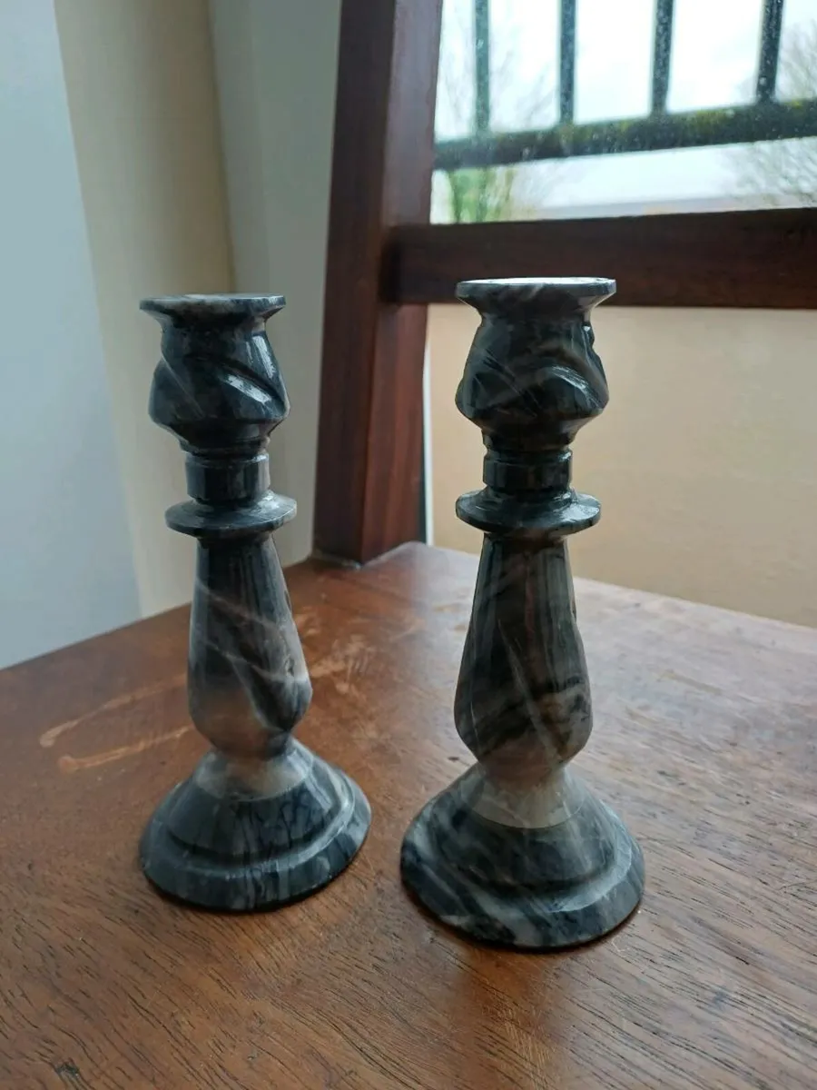 Candle holders marble pair - Image 1