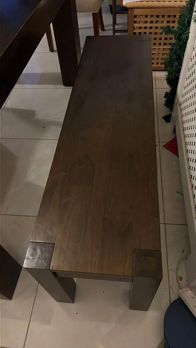 3 x Solid Wooden Kitchen Dining Chairs + Bench - Image 2