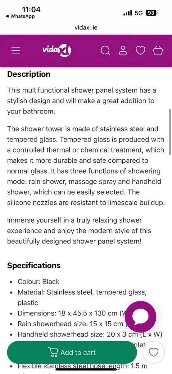 Shower vidaXL Shower Panel Unit - Image 3