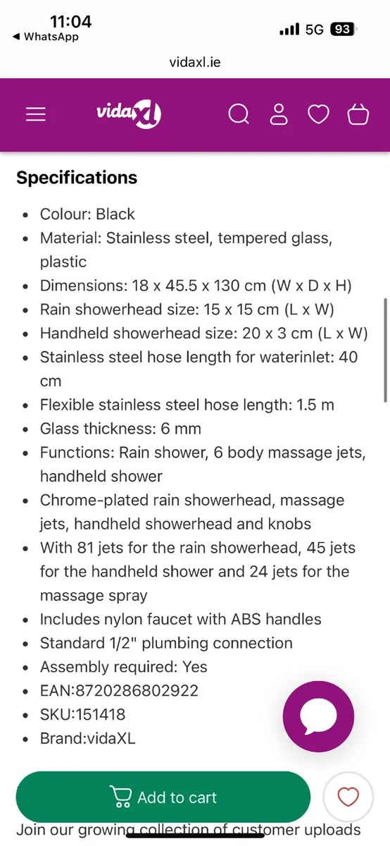 Shower vidaXL Shower Panel Unit - Image 4