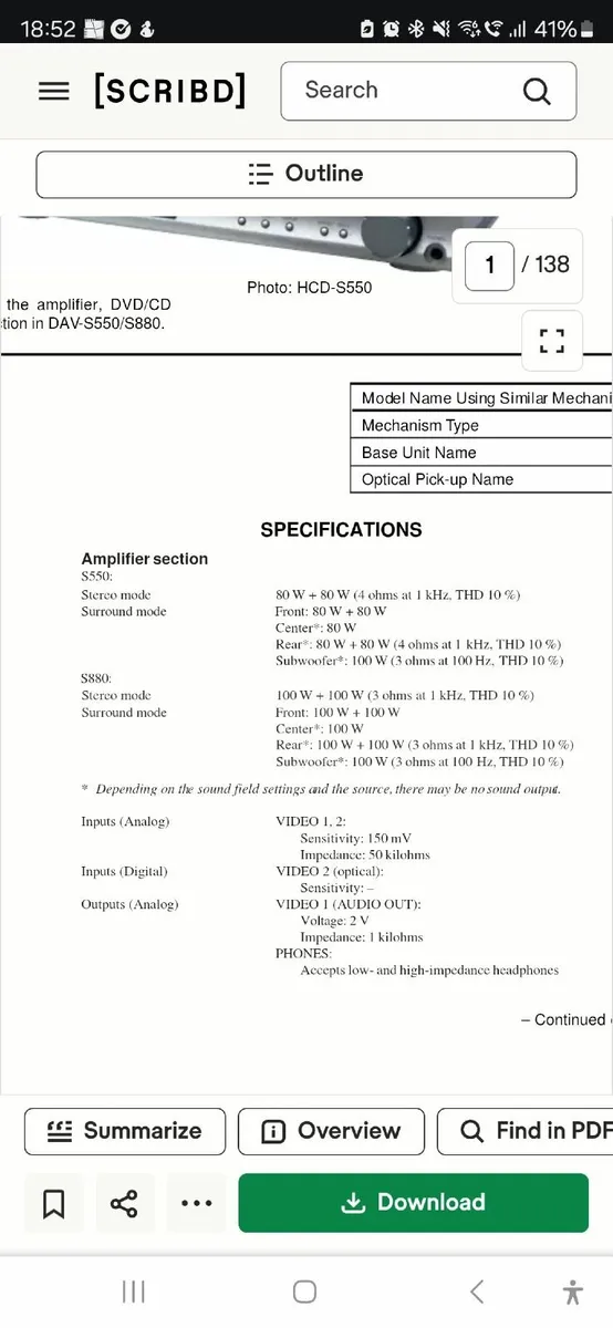 Sony Dav S550 DVD player, with surround sound kit - Image 2
