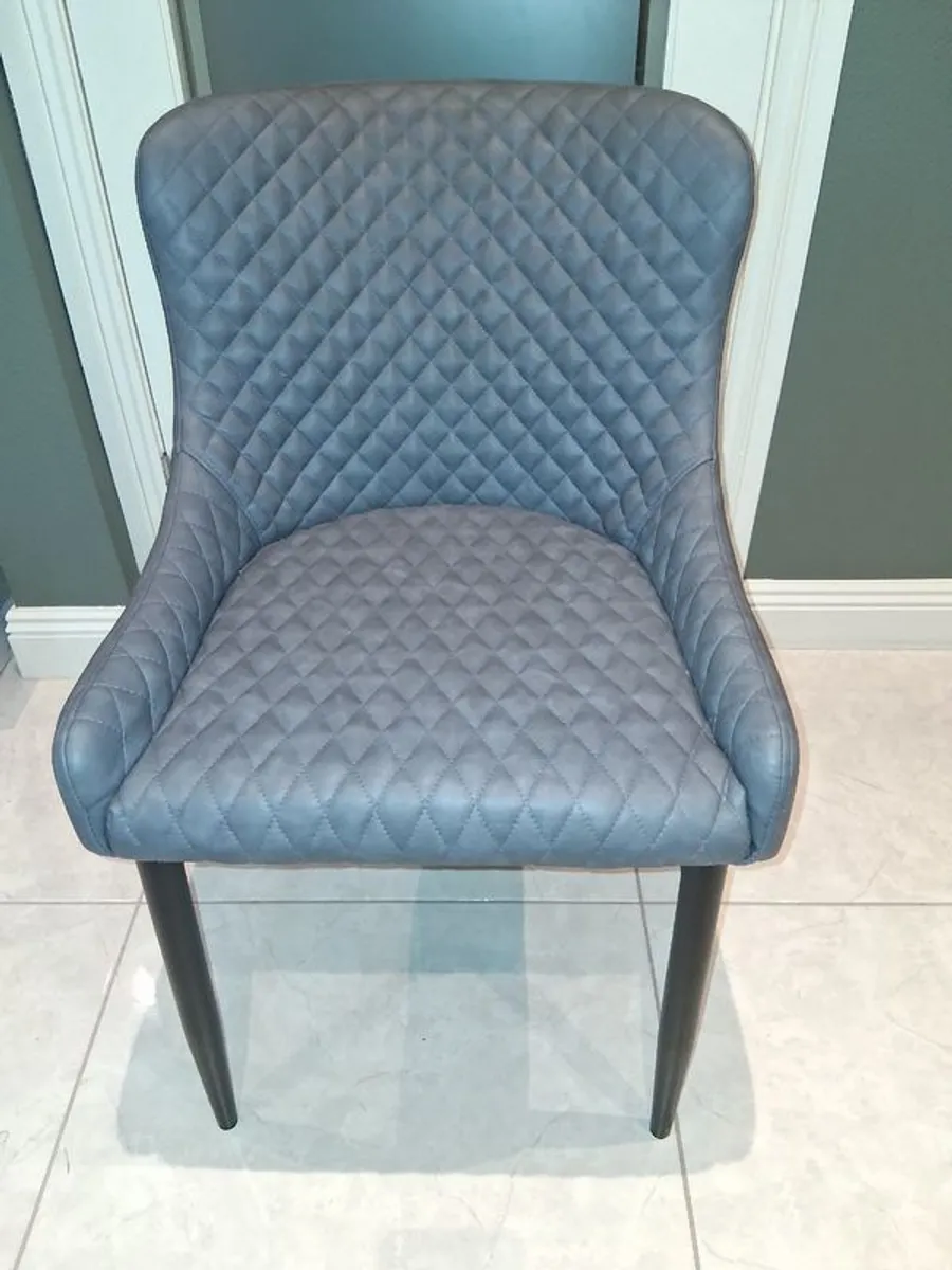4 Dining Chairs Ottawa Grey Faux Leather - Image 1