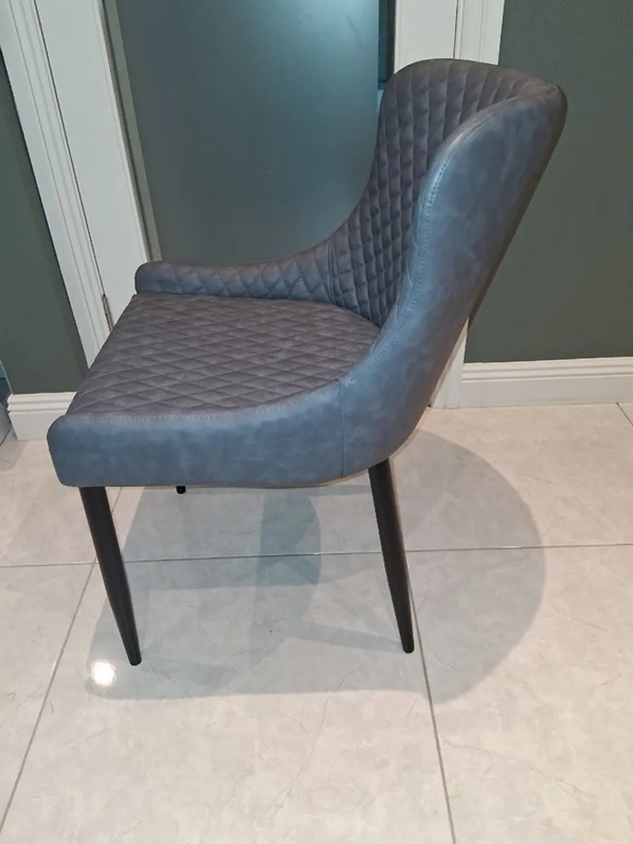 4 Dining Chairs Ottawa Grey Faux Leather - Image 2