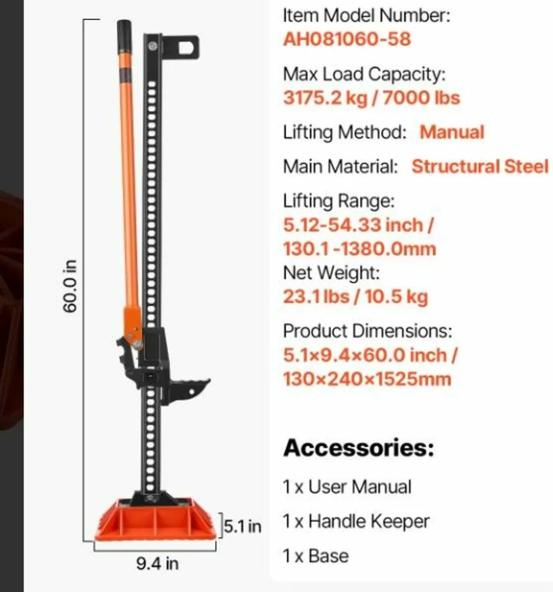 Farm jack with base heavy duty - Image 4