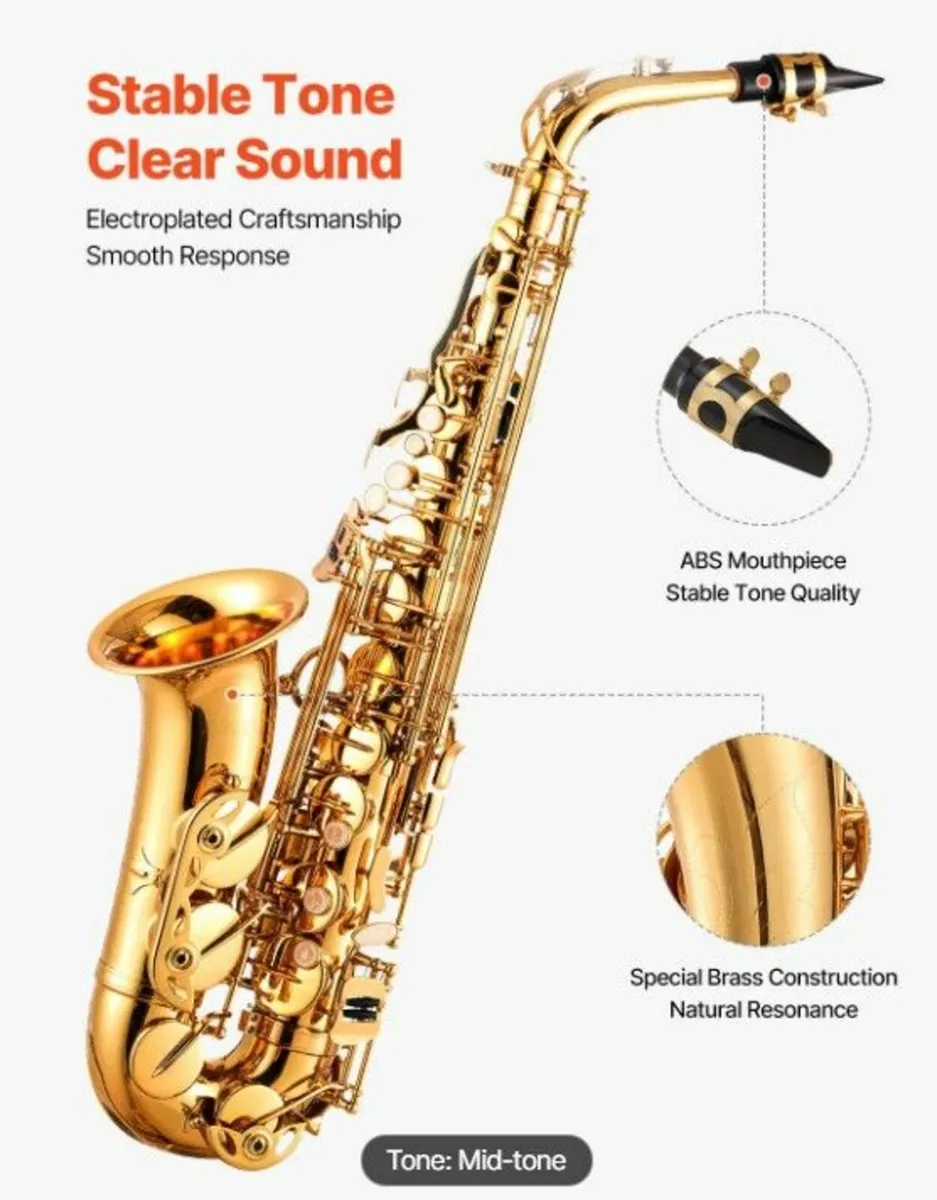 Alto Saxophone E-Flat Beginner Brass Saxophone Kit - Image 2