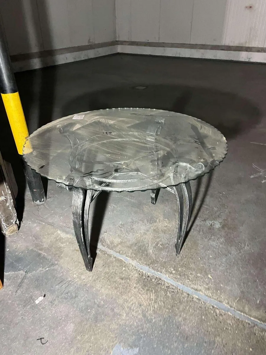 Heavy glass and metal base table - Image 1