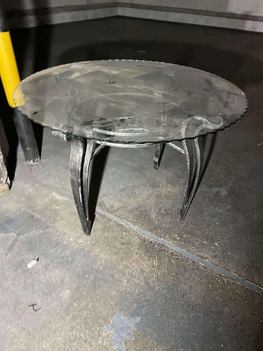 Heavy glass and metal base table - Image 3