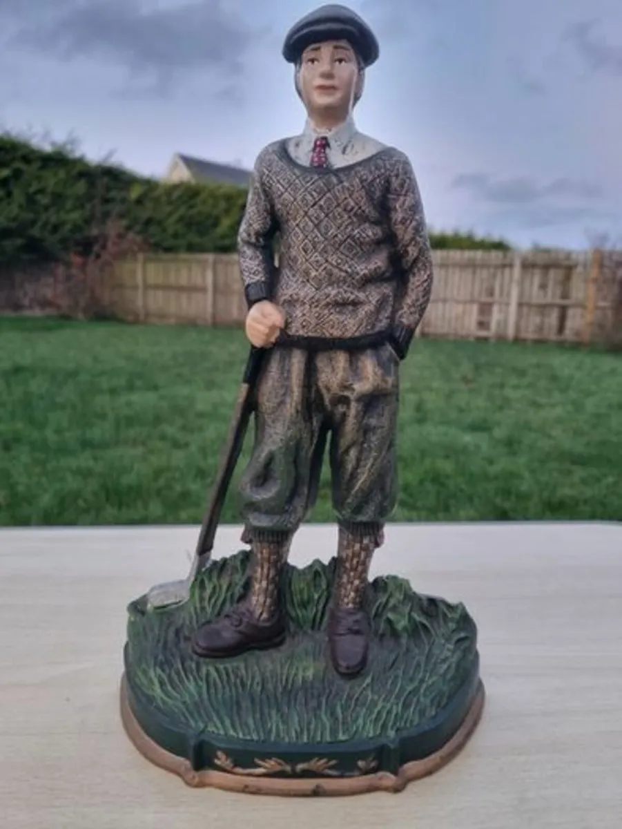 Vintage Large Cast Iron Golfer Door Stop - Image 1