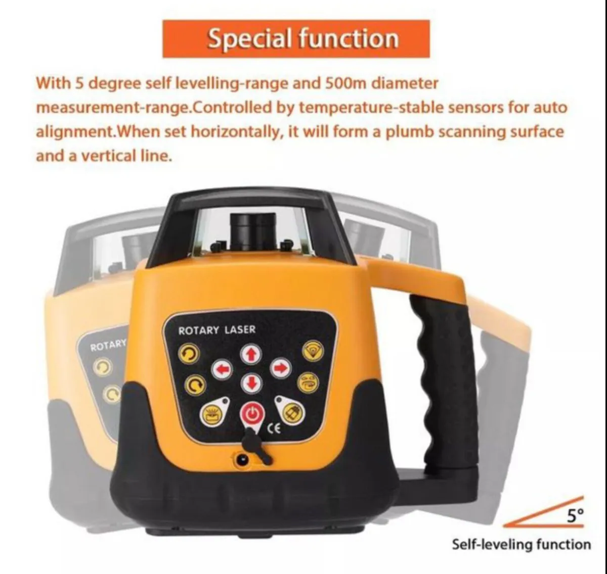 Rotary laser level 360 new kit red laser receiver - Image 3