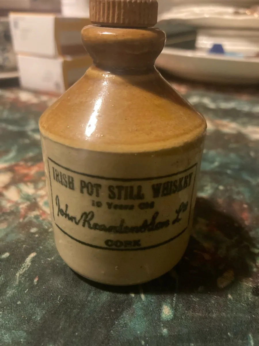 Rare Irish whiskey stoneware bottle free postage - Image 1