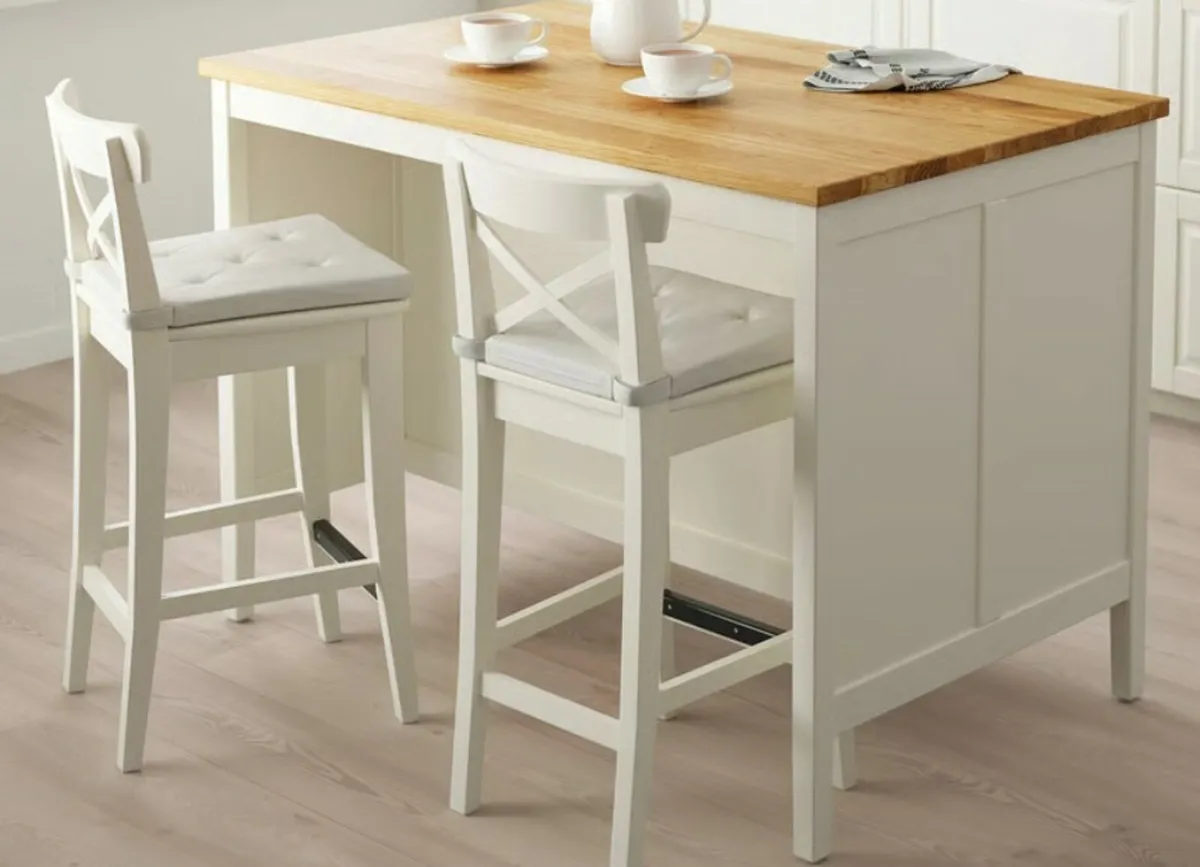 TORNVIKENKitchen island, off-white/oak - Image 2