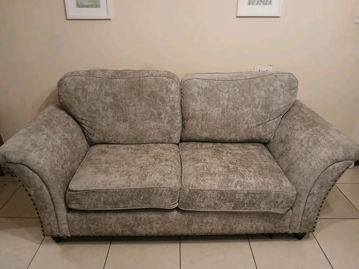 2 grey crushed velvet couches - Image 2