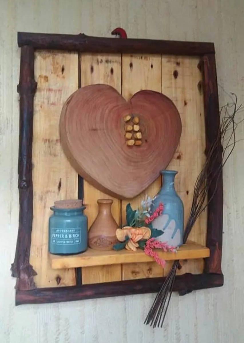 Rustic Driftwood Heart Floating Shelf - Image 1