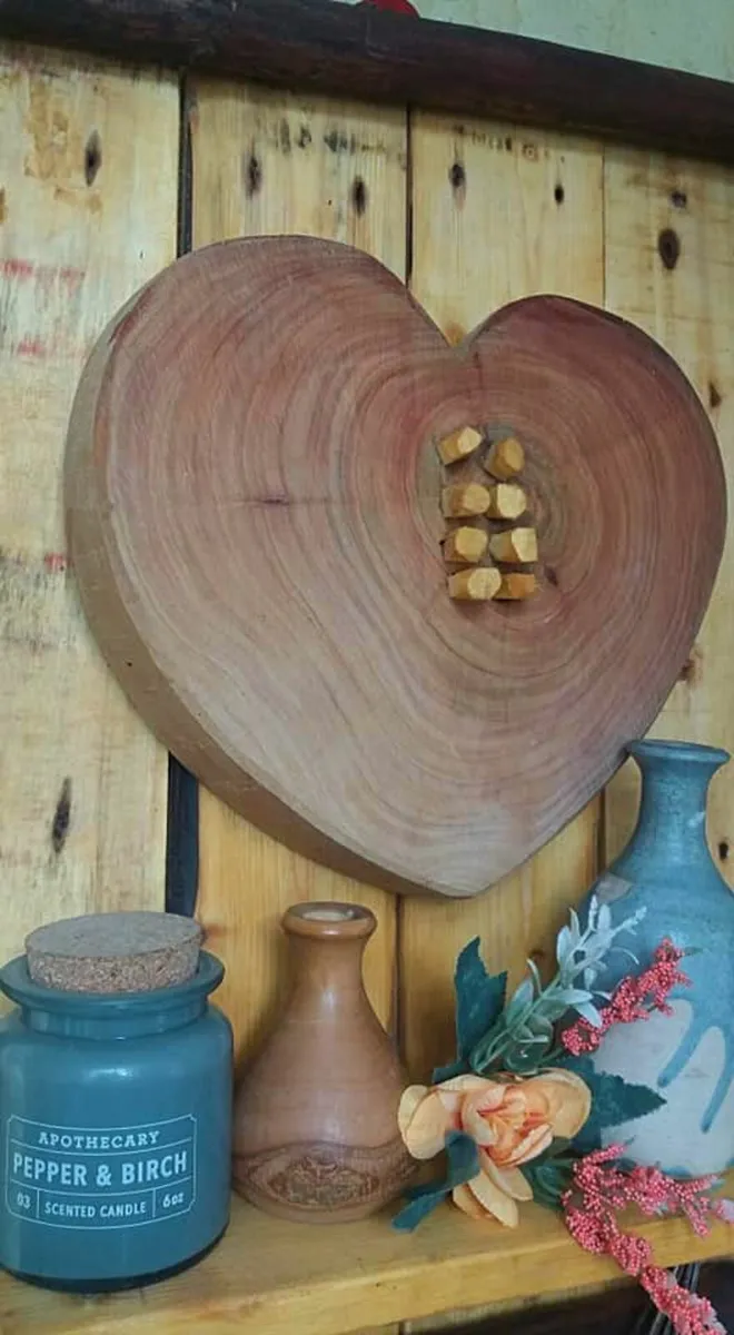 Rustic Driftwood Heart Floating Shelf - Image 2