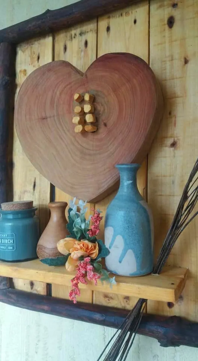 Rustic Driftwood Heart Floating Shelf - Image 3