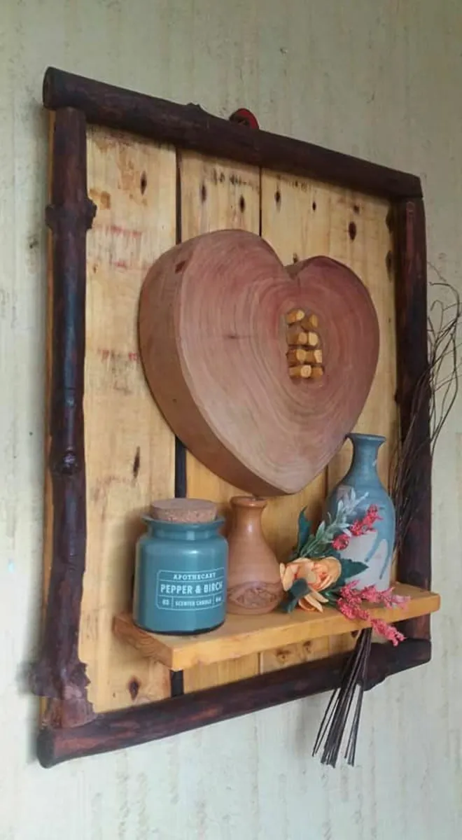 Rustic Driftwood Heart Floating Shelf - Image 4