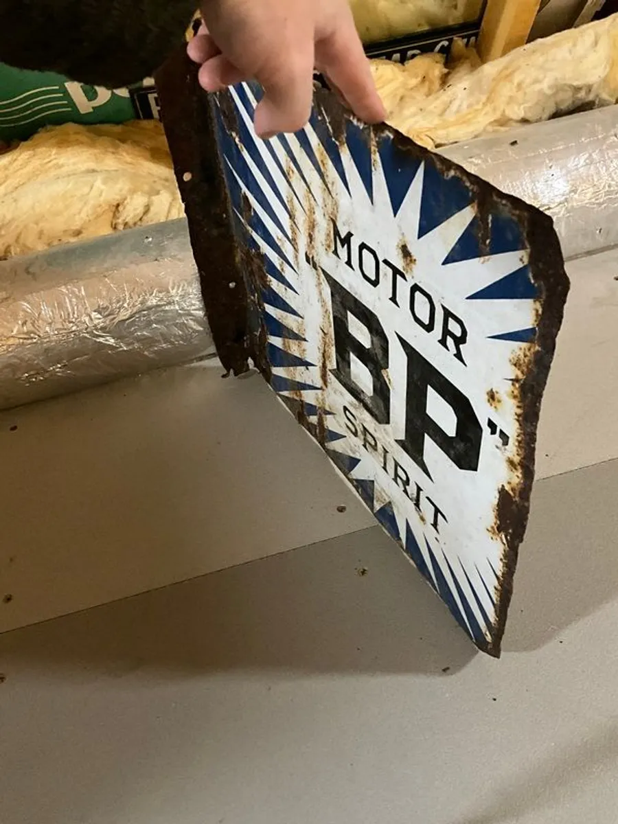 Vintage Double Sided Irish Enamel BP Sign - Image 1