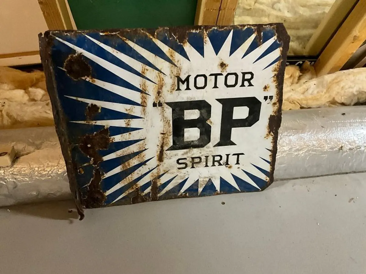 Vintage Double Sided Irish Enamel BP Sign - Image 3