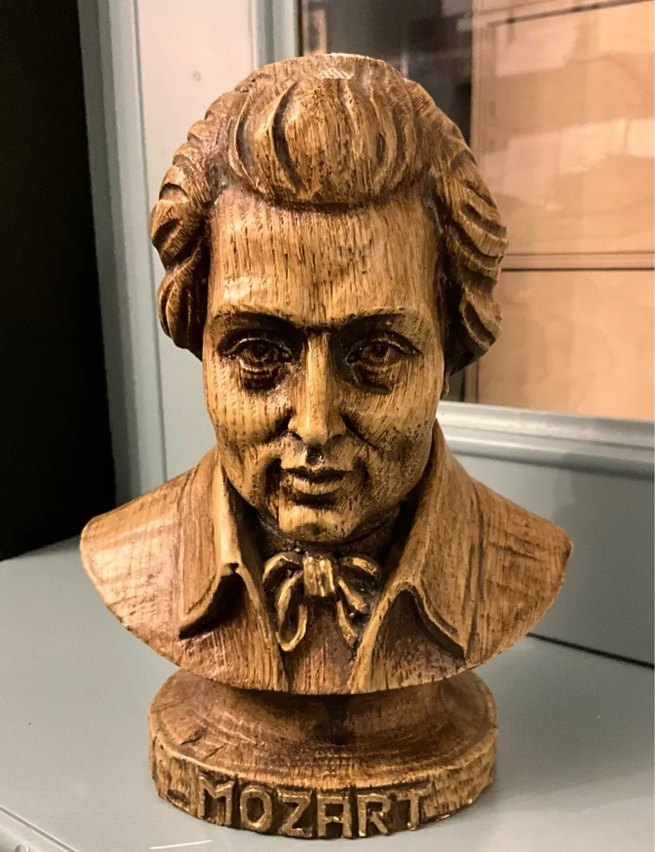 MOZART - Carved Wood Bust Sculpture - Image 1
