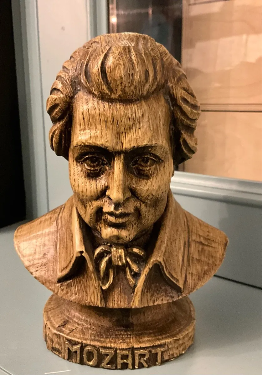 MOZART - Carved Wood Bust Sculpture - Image 2