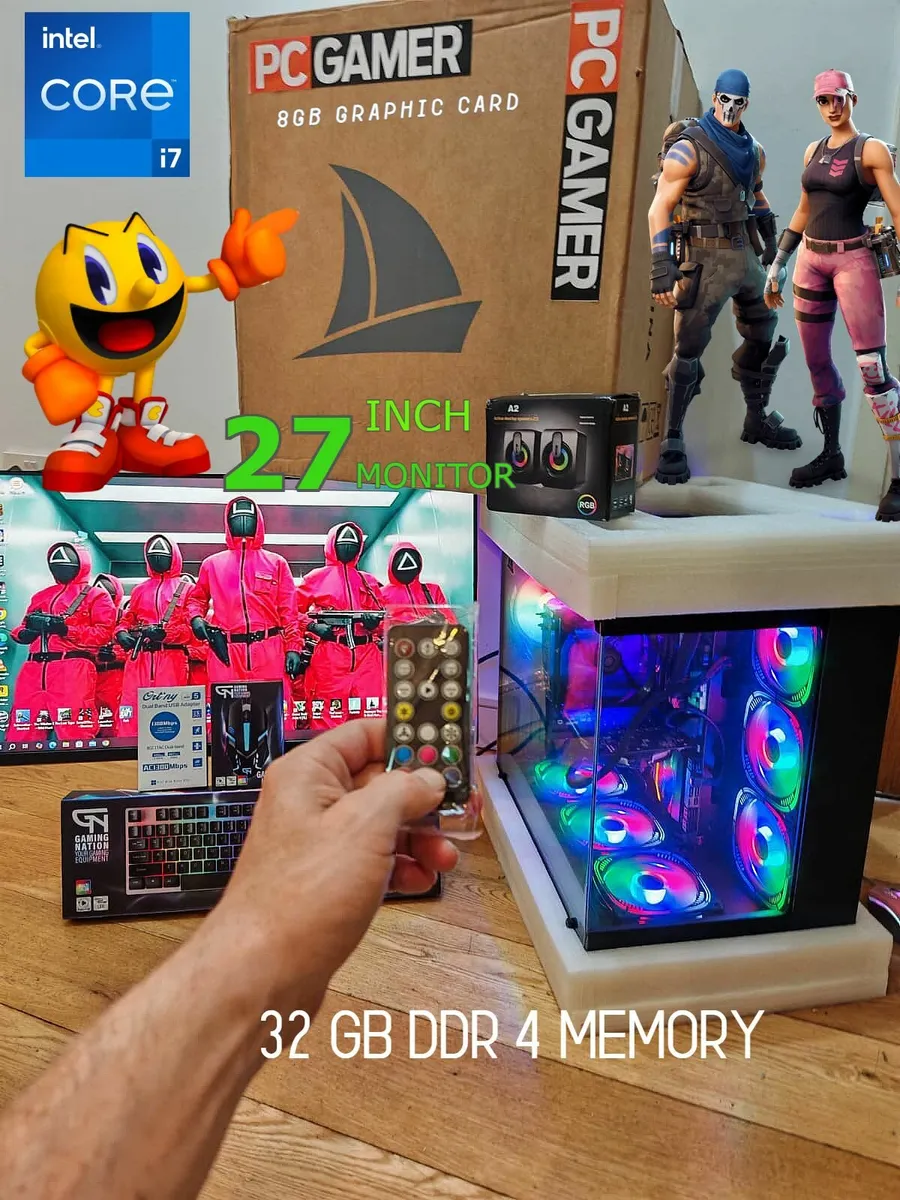 i7 32GB GAMING COMPUTER MONITOR 8GB CARD GRAPHIC - Image 1