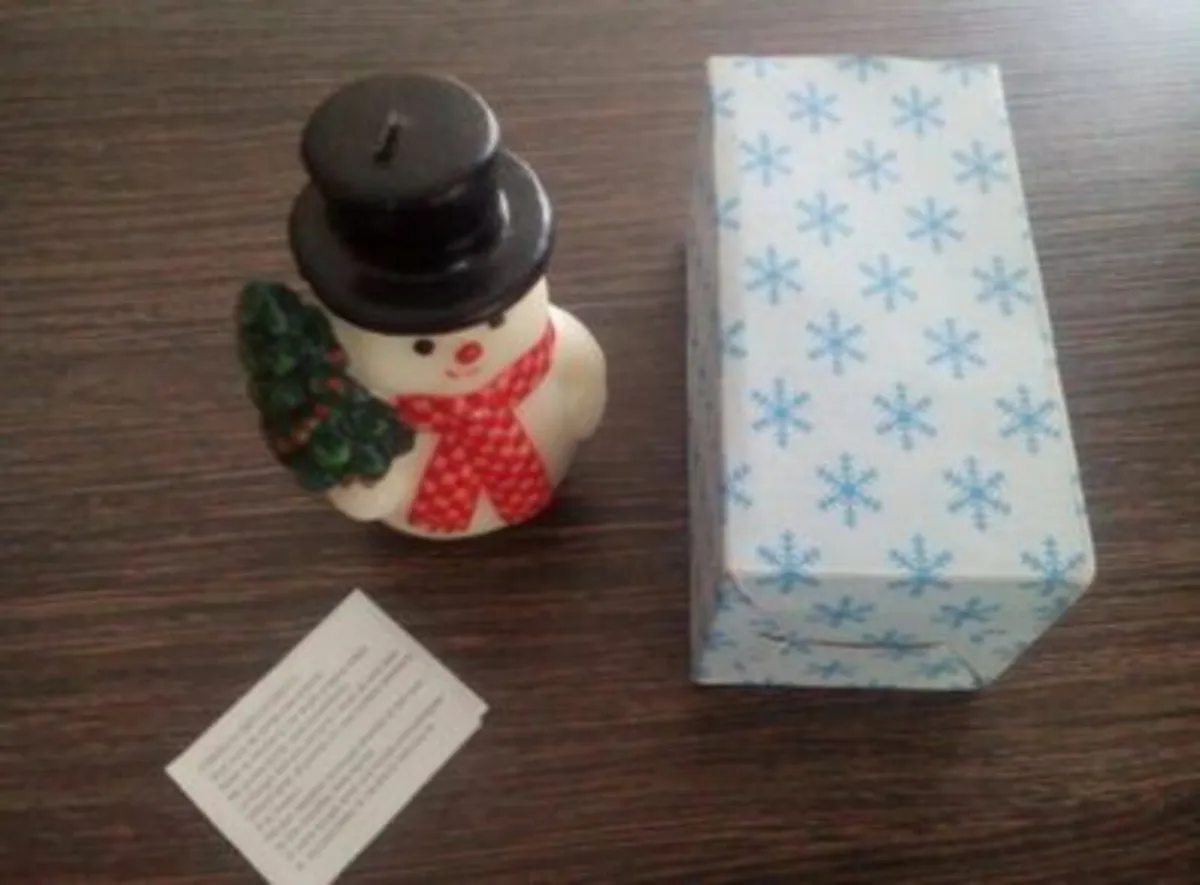 Snowman Christmas Candle.