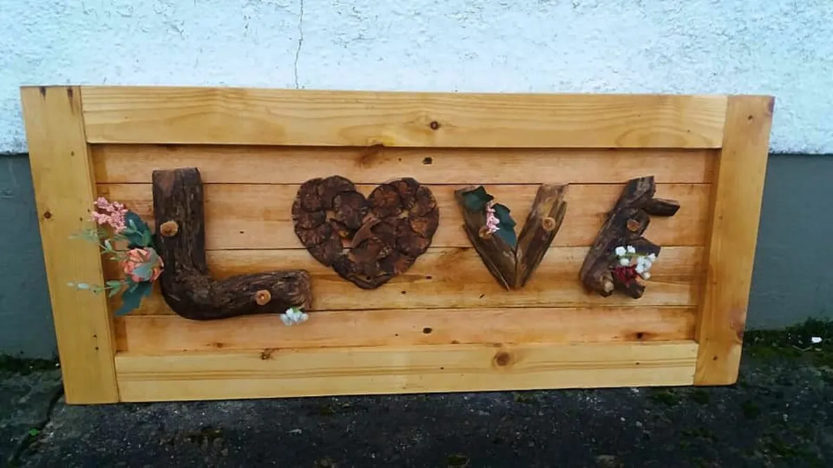 Rustic Driftwood LOVE Woodart Wall Display - Image 1