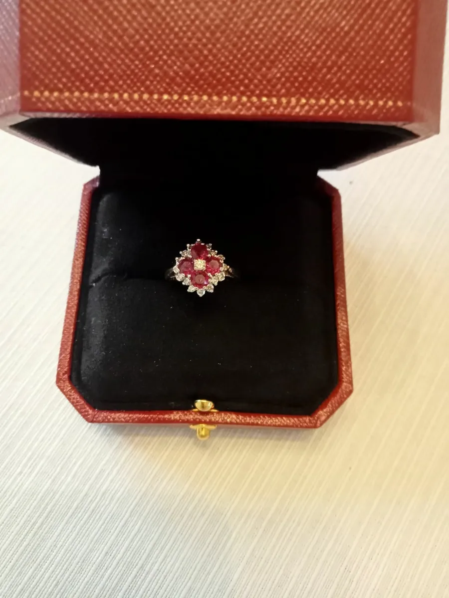 Ruby and Diamond cluster ring - Image 3