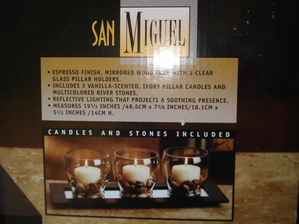 CANDLE  WOODEN TRAYHOLDER SET. - Image 4