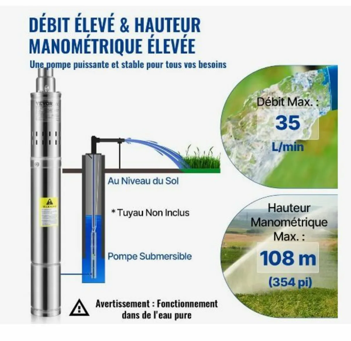 Deep Well Submersible Pump, 550W - Image 3