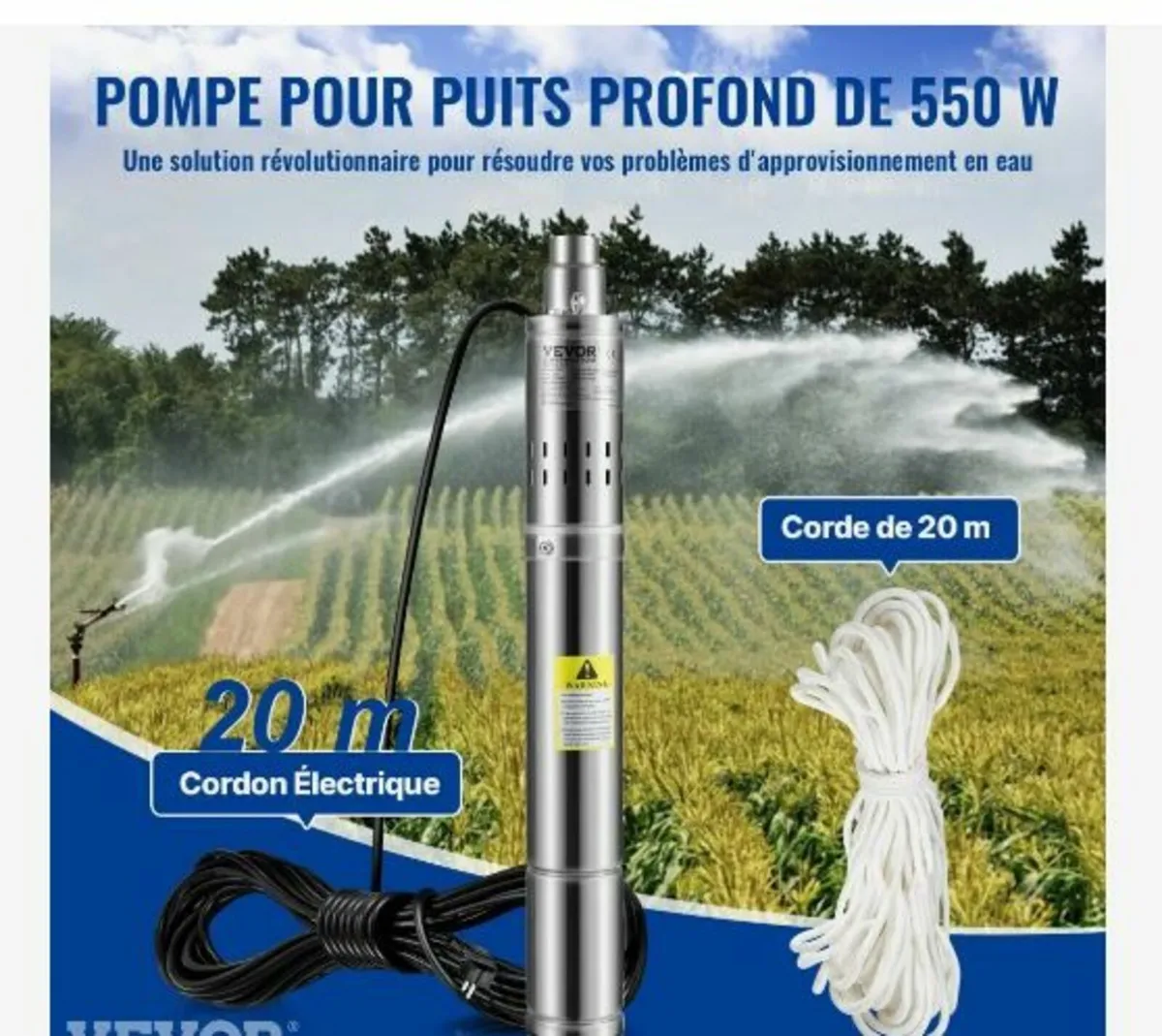 Deep Well Submersible Pump, 550W - Image 4