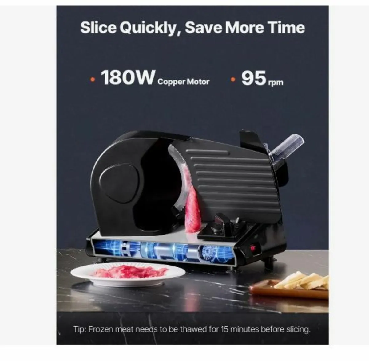 Meat Slicer, 7.5 inch Electric Deli Food Slicer - Image 3