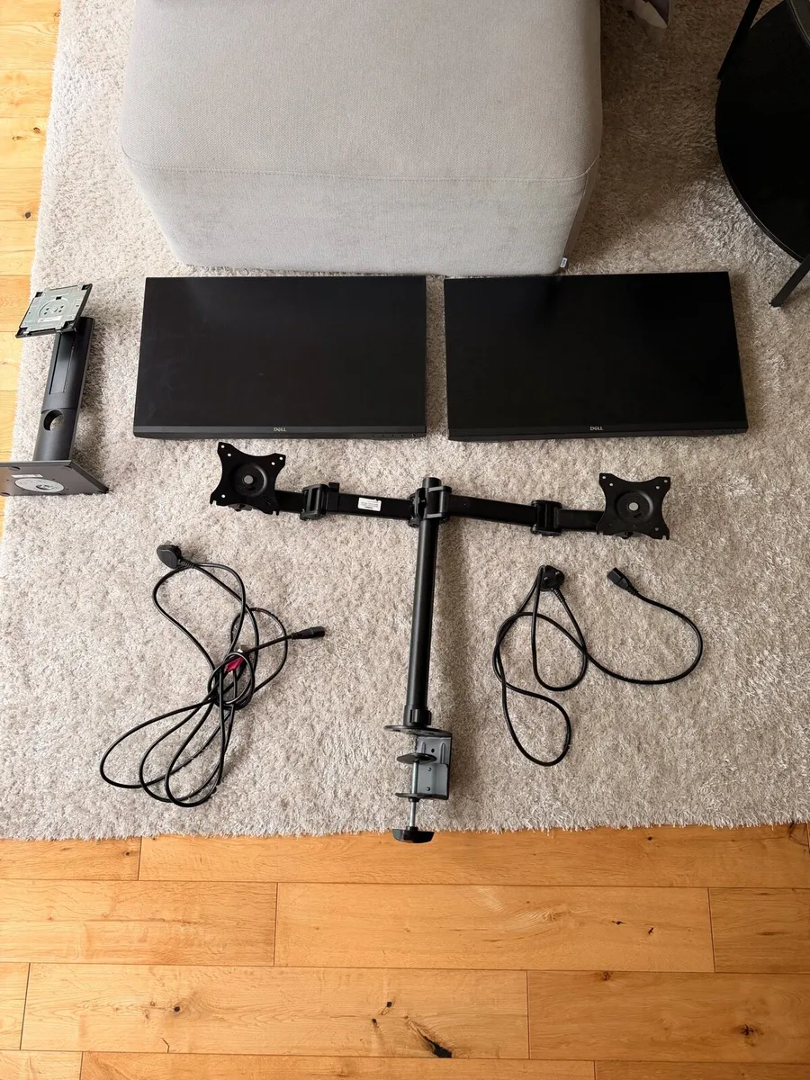 2 x Dell P2419H 24" Monitors and Dual screen stand