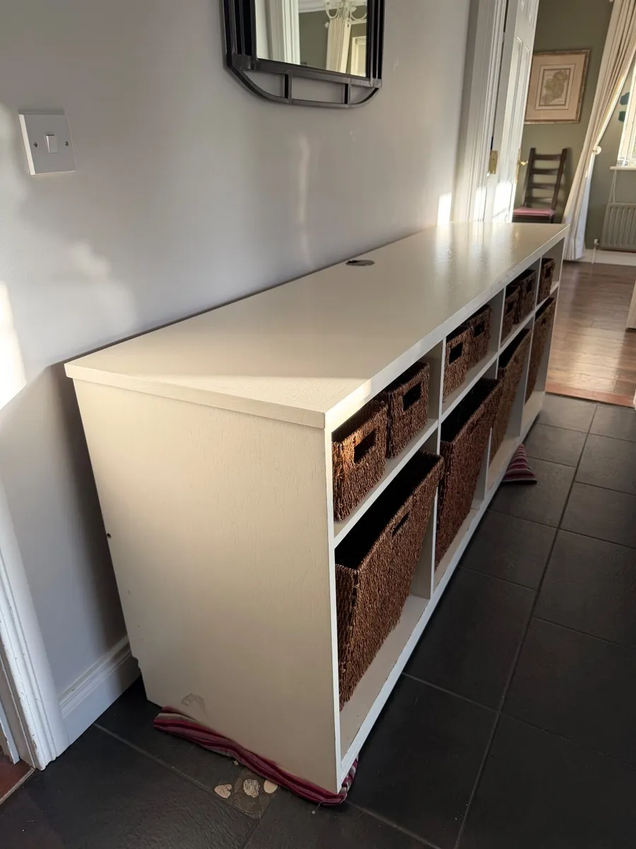 Solid oak side board ,  hand painted light cream - Image 1