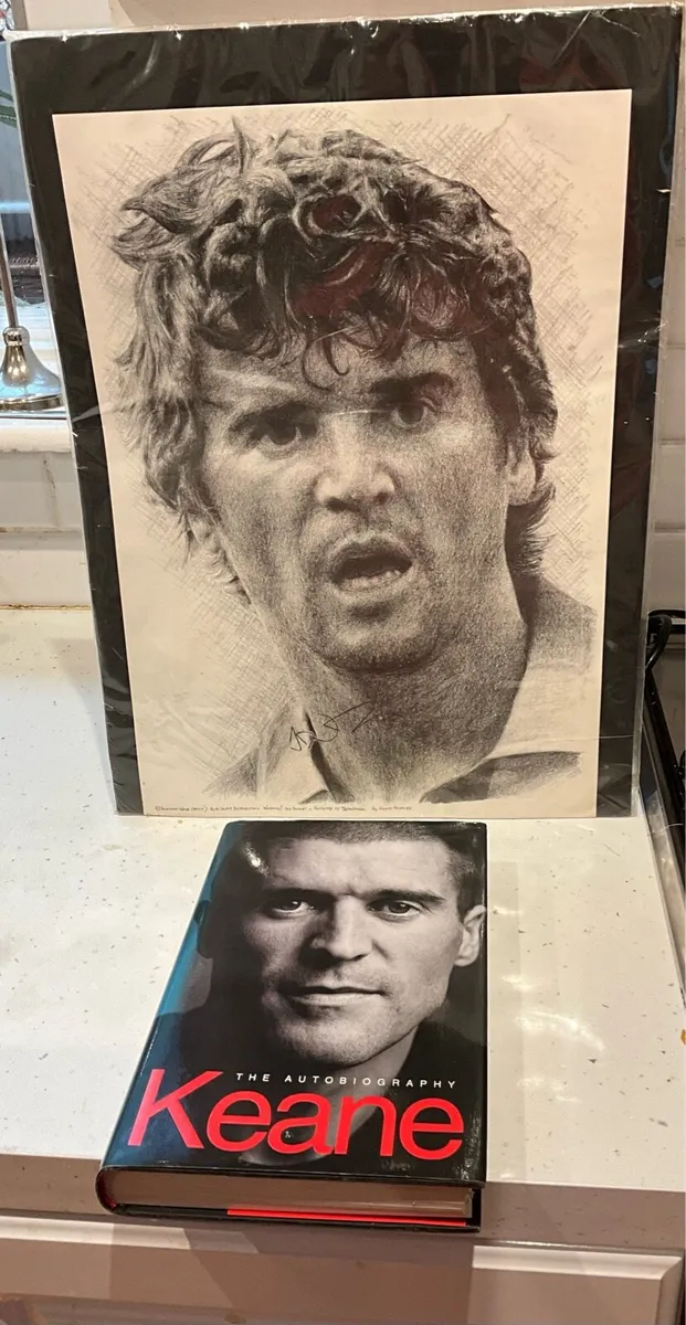 Roy Keane Pencil Sketch  & Autobiography - Image 1